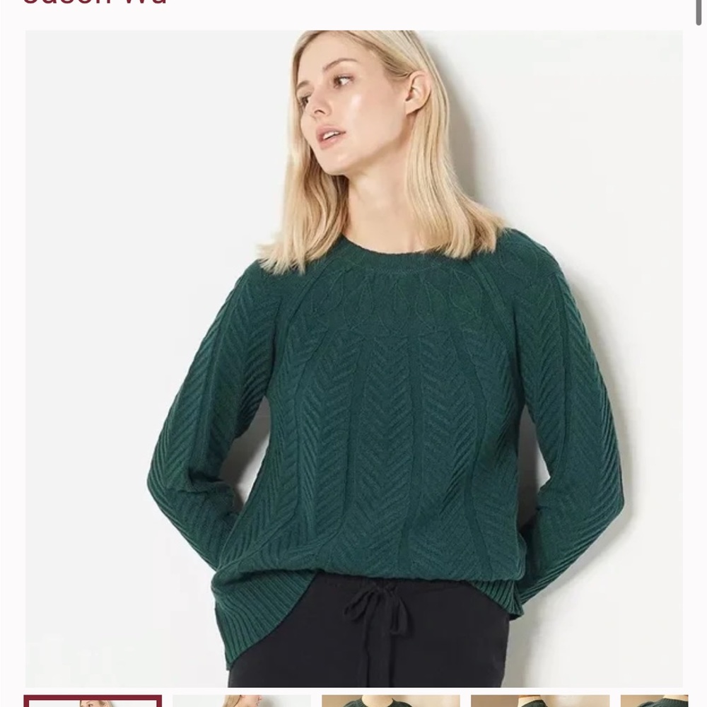 Jason Wu  Cable Knit Pullover Crewneck Sweater